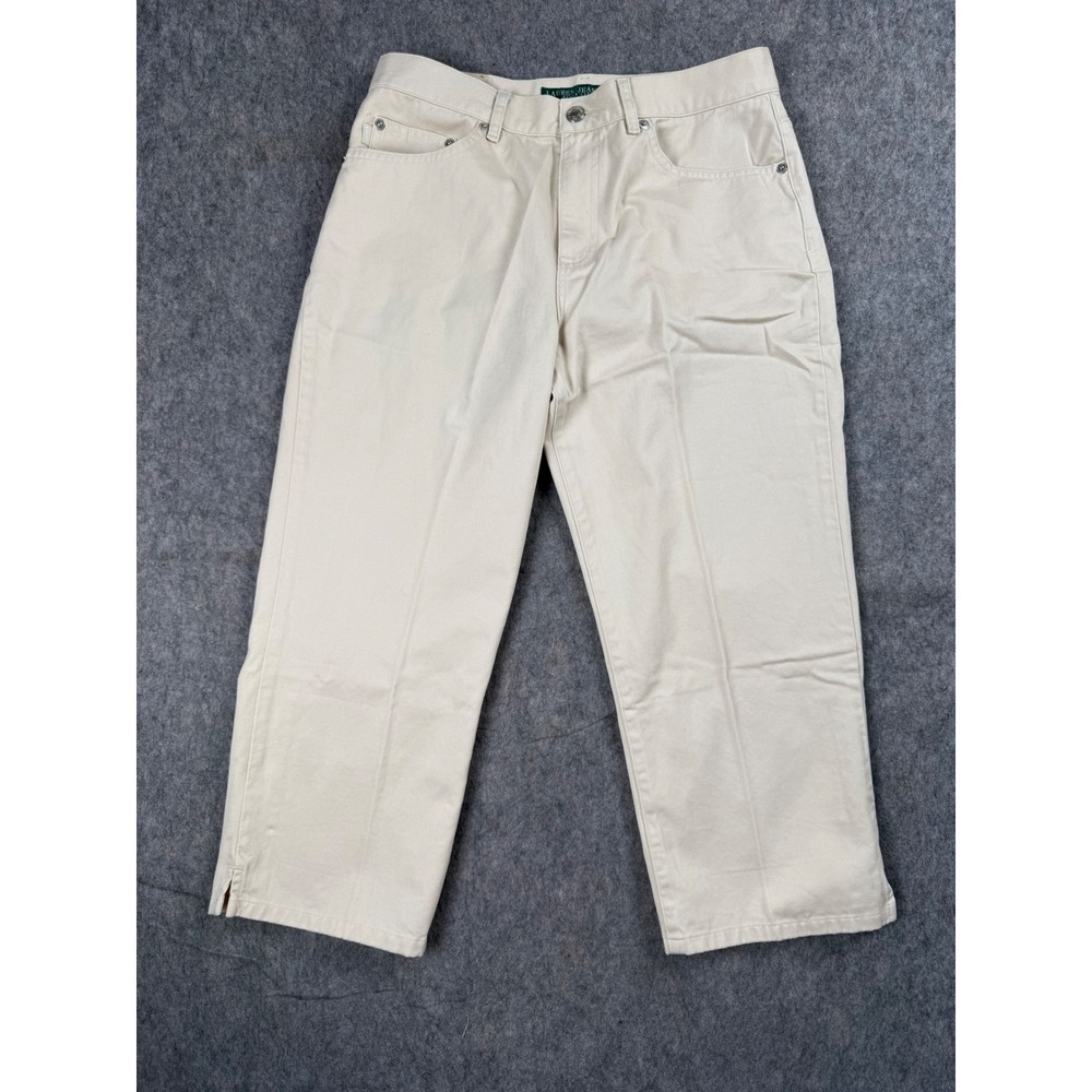 Lauren Ralph Lauren Jeans Co Womens 4 Beige Cropped Straight Leg Cotton Pants